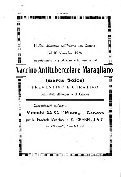 Folia medica periodico trimensile di patologia e clinica medica