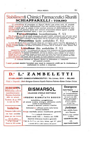 Folia medica periodico trimensile di patologia e clinica medica