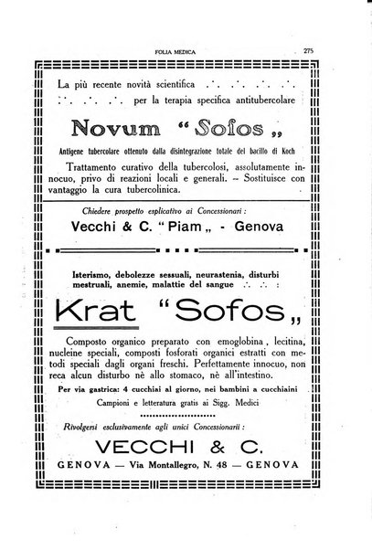 Folia medica periodico trimensile di patologia e clinica medica