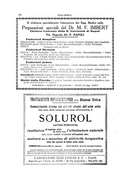 Folia medica periodico trimensile di patologia e clinica medica