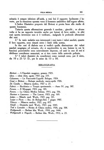 Folia medica periodico trimensile di patologia e clinica medica