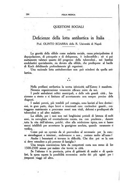 Folia medica periodico trimensile di patologia e clinica medica