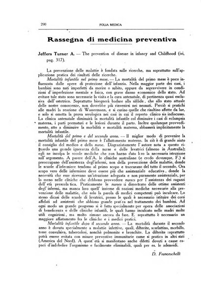 Folia medica periodico trimensile di patologia e clinica medica