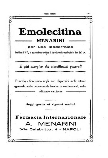 Folia medica periodico trimensile di patologia e clinica medica