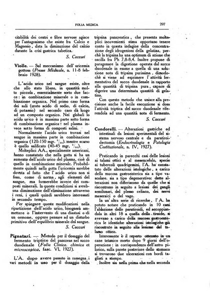 Folia medica periodico trimensile di patologia e clinica medica