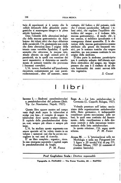 Folia medica periodico trimensile di patologia e clinica medica