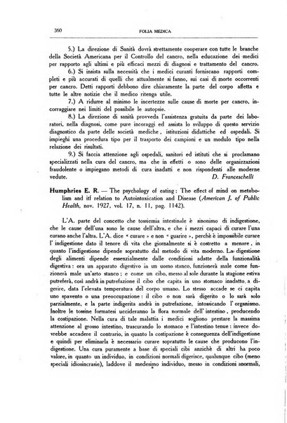 Folia medica periodico trimensile di patologia e clinica medica