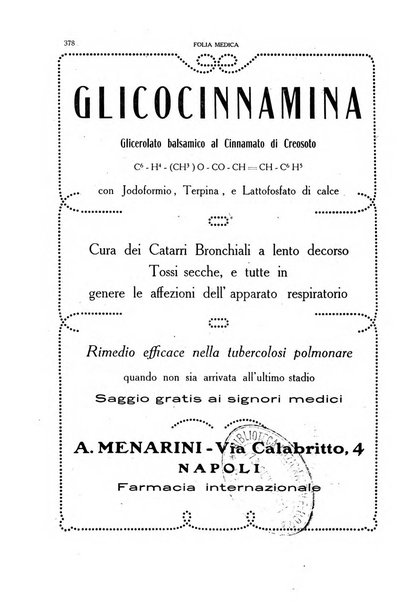 Folia medica periodico trimensile di patologia e clinica medica