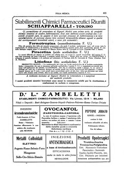 Folia medica periodico trimensile di patologia e clinica medica