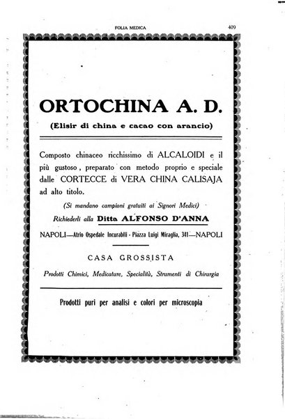 Folia medica periodico trimensile di patologia e clinica medica