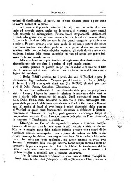 Folia medica periodico trimensile di patologia e clinica medica