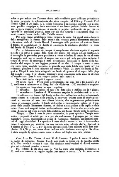 Folia medica periodico trimensile di patologia e clinica medica