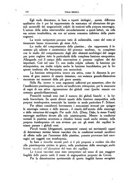 Folia medica periodico trimensile di patologia e clinica medica