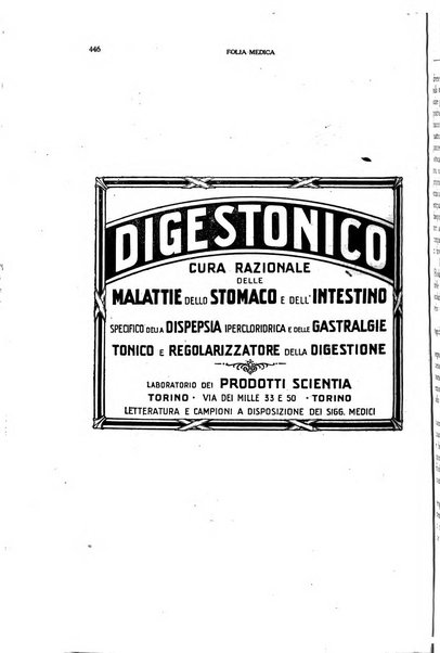 Folia medica periodico trimensile di patologia e clinica medica