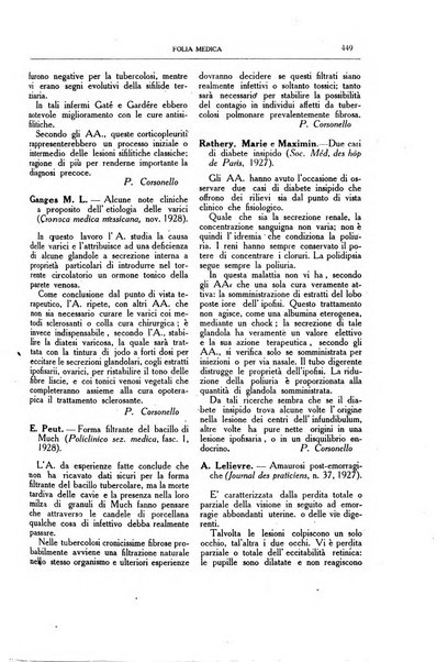 Folia medica periodico trimensile di patologia e clinica medica