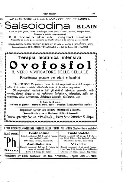 Folia medica periodico trimensile di patologia e clinica medica