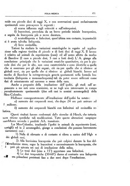 Folia medica periodico trimensile di patologia e clinica medica