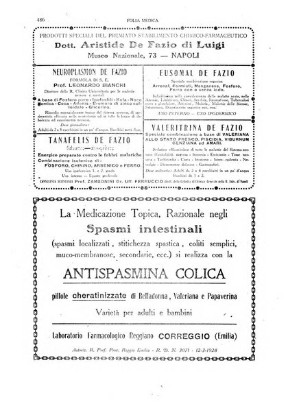 Folia medica periodico trimensile di patologia e clinica medica