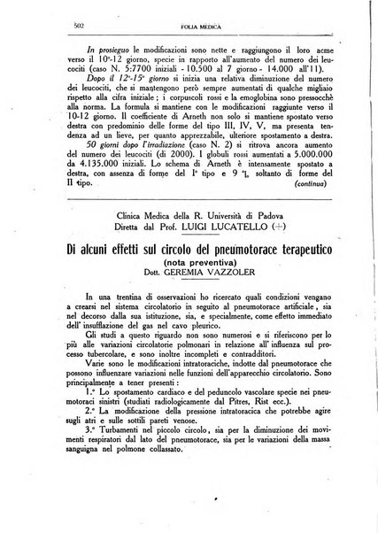 Folia medica periodico trimensile di patologia e clinica medica