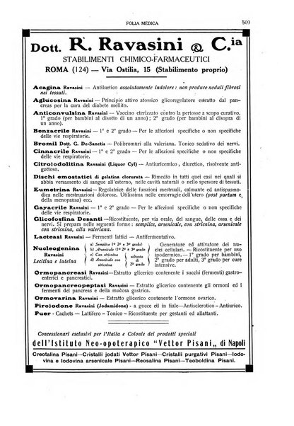 Folia medica periodico trimensile di patologia e clinica medica