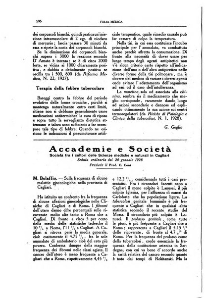 Folia medica periodico trimensile di patologia e clinica medica