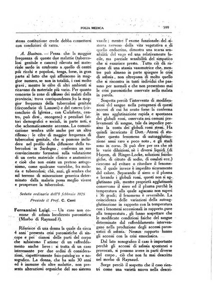 Folia medica periodico trimensile di patologia e clinica medica