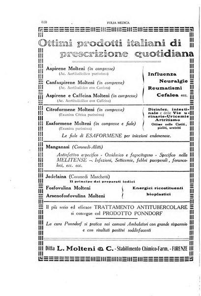 Folia medica periodico trimensile di patologia e clinica medica