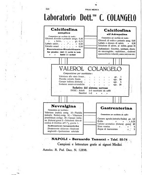 Folia medica periodico trimensile di patologia e clinica medica