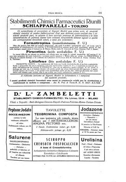 Folia medica periodico trimensile di patologia e clinica medica