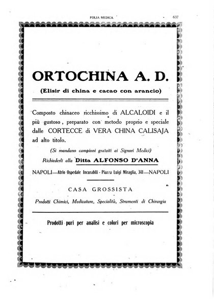 Folia medica periodico trimensile di patologia e clinica medica