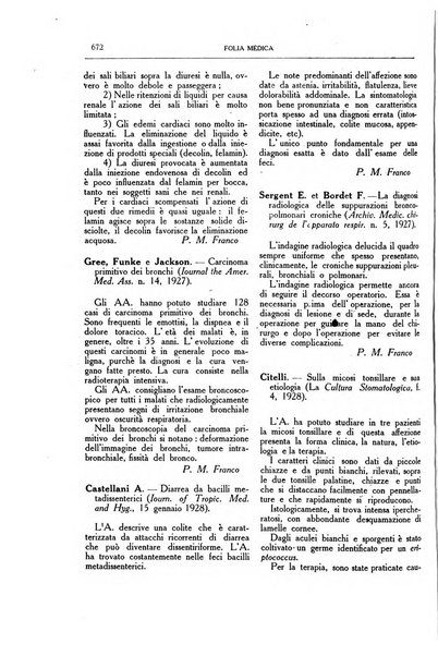 Folia medica periodico trimensile di patologia e clinica medica