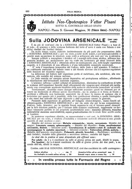 Folia medica periodico trimensile di patologia e clinica medica