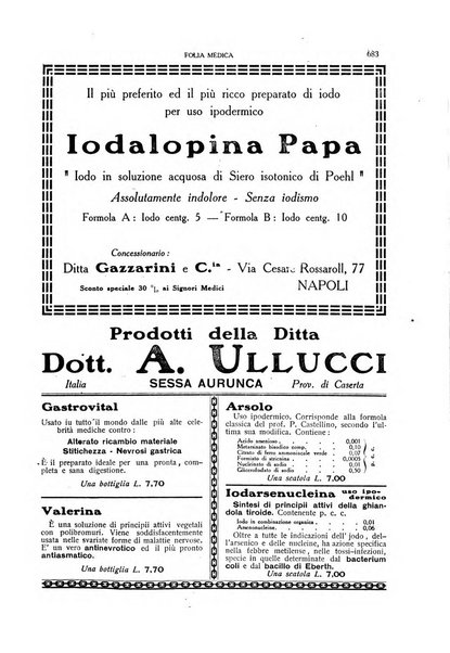 Folia medica periodico trimensile di patologia e clinica medica