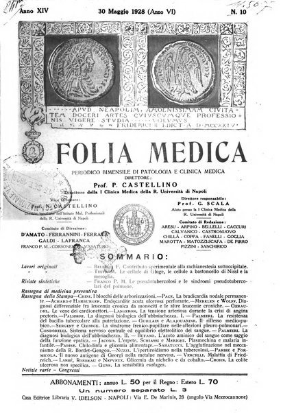 Folia medica periodico trimensile di patologia e clinica medica