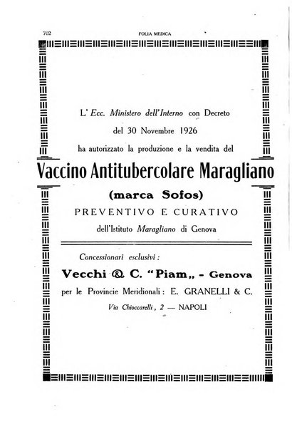 Folia medica periodico trimensile di patologia e clinica medica