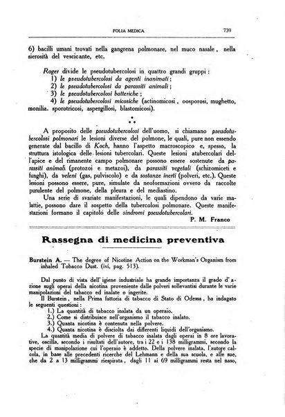 Folia medica periodico trimensile di patologia e clinica medica