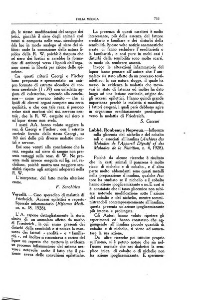 Folia medica periodico trimensile di patologia e clinica medica