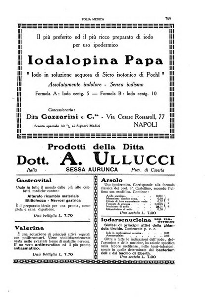 Folia medica periodico trimensile di patologia e clinica medica