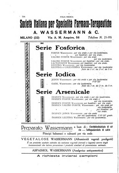 Folia medica periodico trimensile di patologia e clinica medica