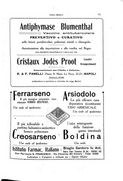 Folia medica periodico trimensile di patologia e clinica medica