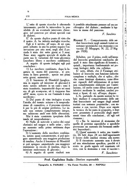 Folia medica periodico trimensile di patologia e clinica medica