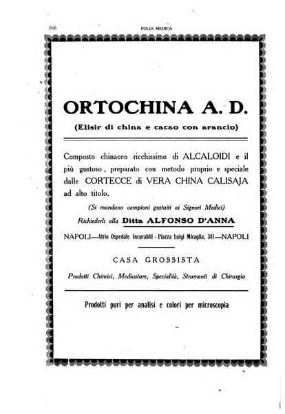 Folia medica periodico trimensile di patologia e clinica medica