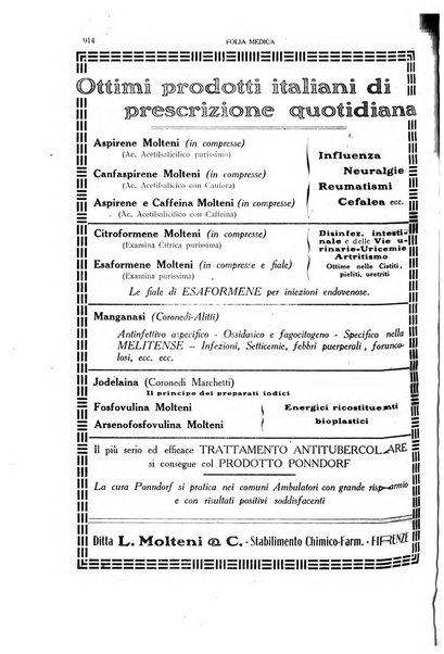 Folia medica periodico trimensile di patologia e clinica medica