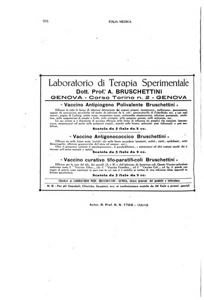 Folia medica periodico trimensile di patologia e clinica medica