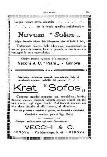 Folia medica periodico trimensile di patologia e clinica medica