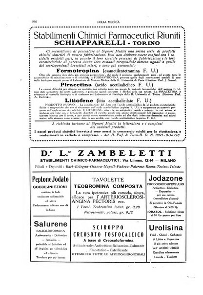 Folia medica periodico trimensile di patologia e clinica medica