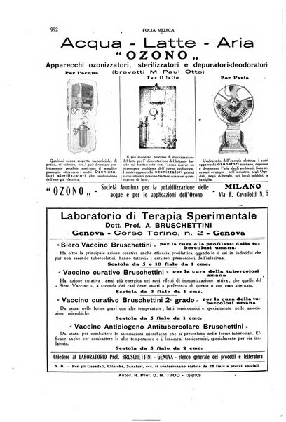 Folia medica periodico trimensile di patologia e clinica medica