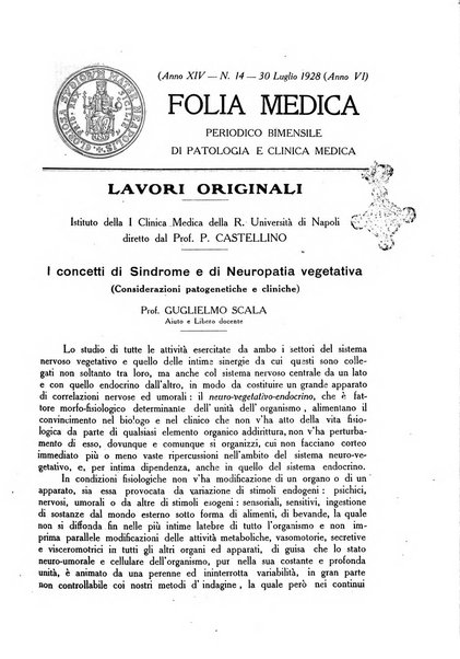 Folia medica periodico trimensile di patologia e clinica medica