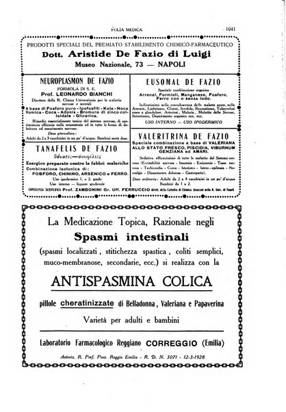 Folia medica periodico trimensile di patologia e clinica medica