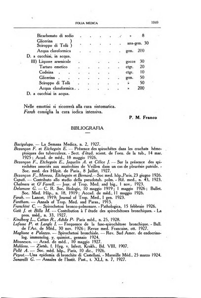 Folia medica periodico trimensile di patologia e clinica medica